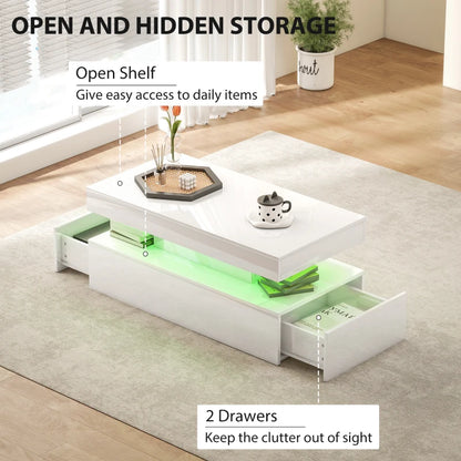 LED - Coffee Table with Storage Compartment