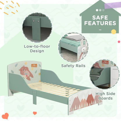 Bear Explorer Design - Kids / Child Toddler Bed Frame with Low to Floor Design for Safety