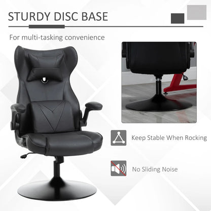 Video Game Home Office Chair with Lumbar Support, Racing Style, Swivel Base, Flip-up Armrest and Headrest