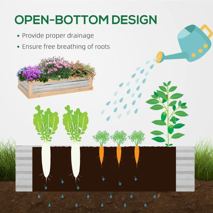 Raised Garden Bed with Greenhouse with Wooden Frame and Corrugated Sheet Surrounding