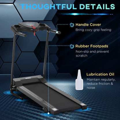 9.9km/h - Motorised Foldable Treadmill / Running Machine with LCD Display and Drink Holders