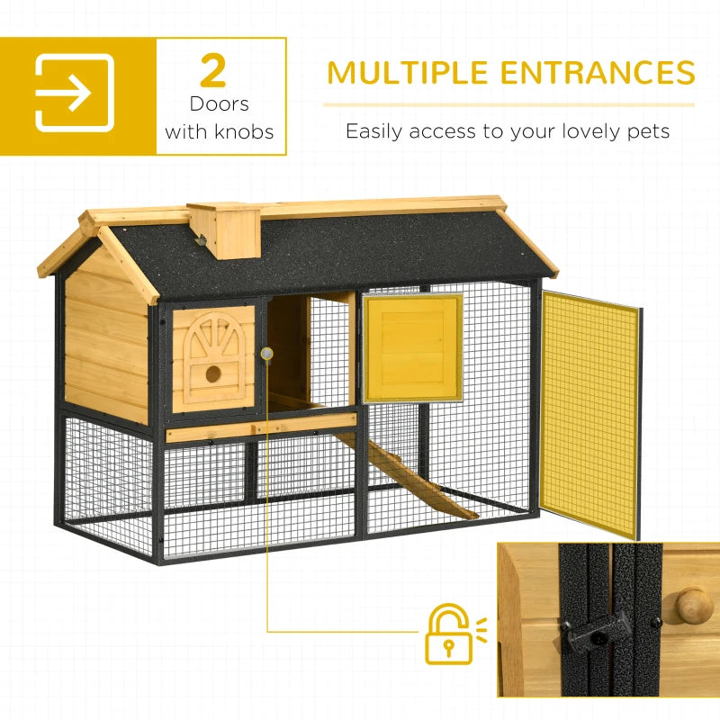 Home Style Rabbit Hutch with Ramp and Asphalt Roofing