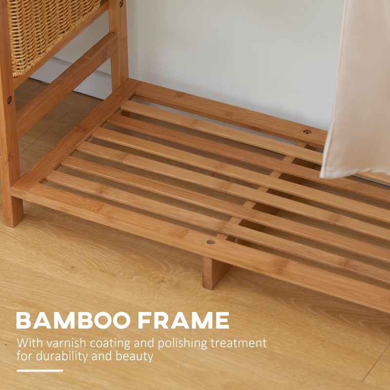 Bamboo Coat Rack with Clothes Hanger Storage and 6-Tier Shoe Shelving