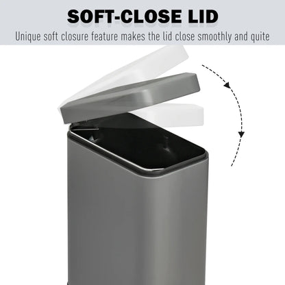 5L - Compact Steel Body - Step Bin with Removable Bucket and Quiet Close Lid