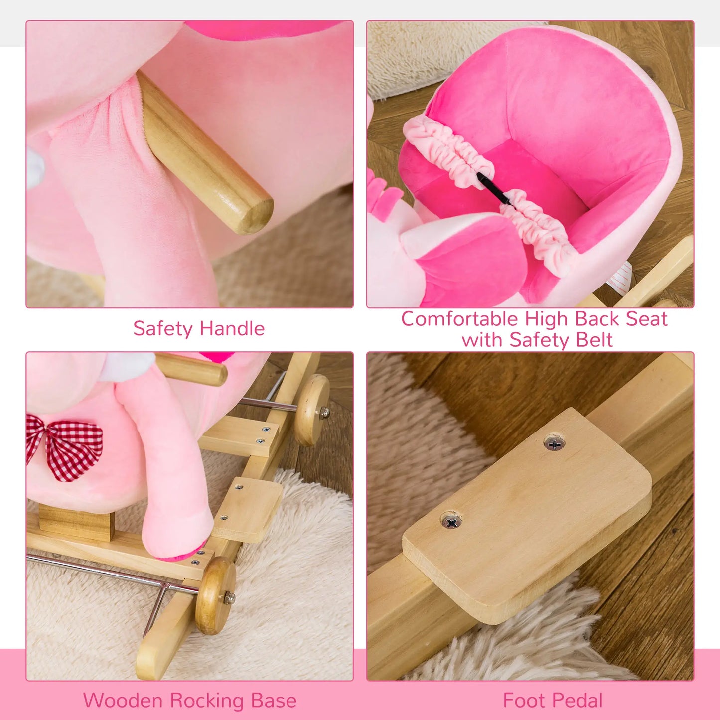 2in1 Pink Elephant Style Ride on Rocking Horse or Stroller - Pink
