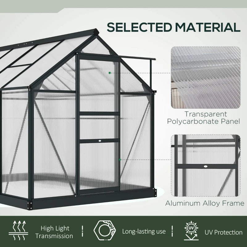 Large Walk-In Clear Polycarbonate Greenhouse with Slide Door and Window