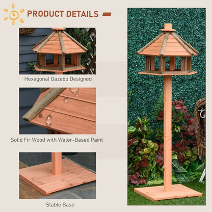 130cm Tall Wooden Bird Feeder / Play Stand with Roof for Outside Use