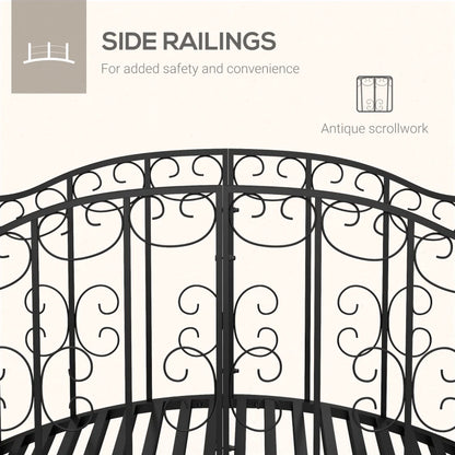 Metal Scrollwork Garden Arch Bridge with Safety Railings (1.2m)