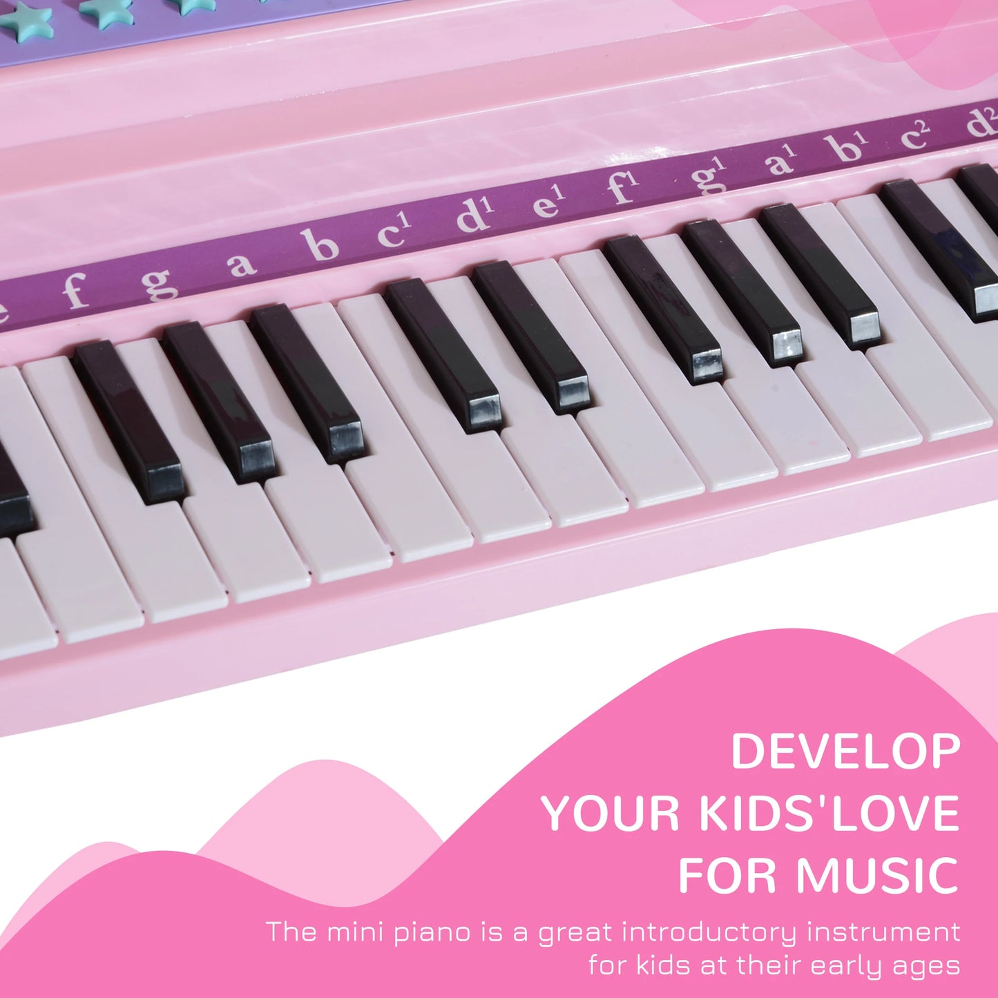 Mini Electronic Piano with Stool and Microphone Stand - Pink