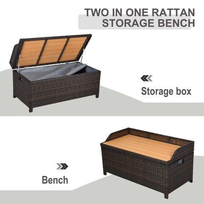 Rattan Ottoman Storage Bench - with Zip-Up Lining