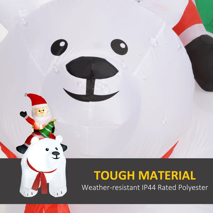 6.6FT Christmas Inflatable Santa Claus Riding on Polar Bear LED Christmas Decoration Display