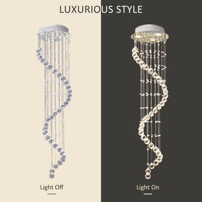 Chandelier Style Spiral Crystal Waterfall Droplet - Ceiling Light