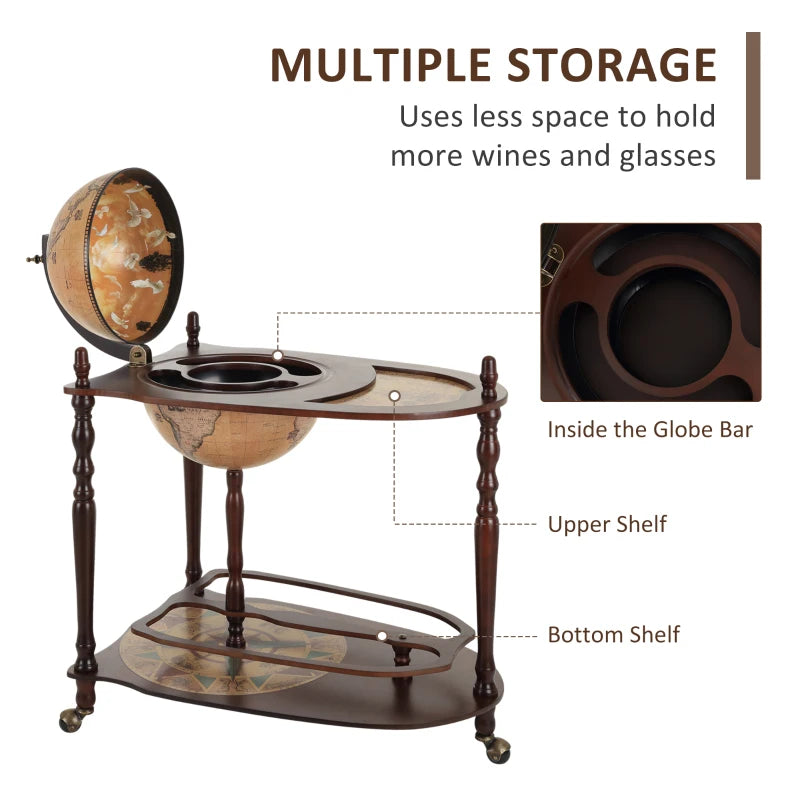 Globe Hidden MinI Bar Drinks Holder with Side Table & Underneath Bottle Holder / Storage