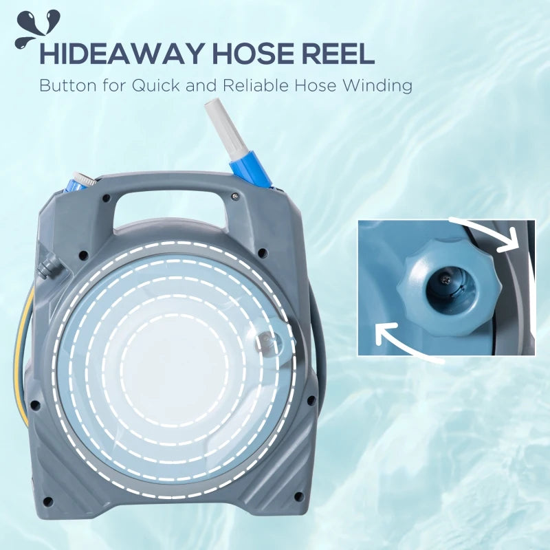 10m + 10m - Retractable Garden Hose Reel with Simple Manual Rewind