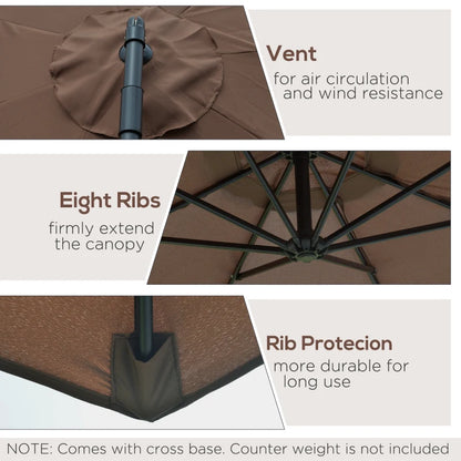 Cantilever Hanging Banana Parasol Umbrella - Brown