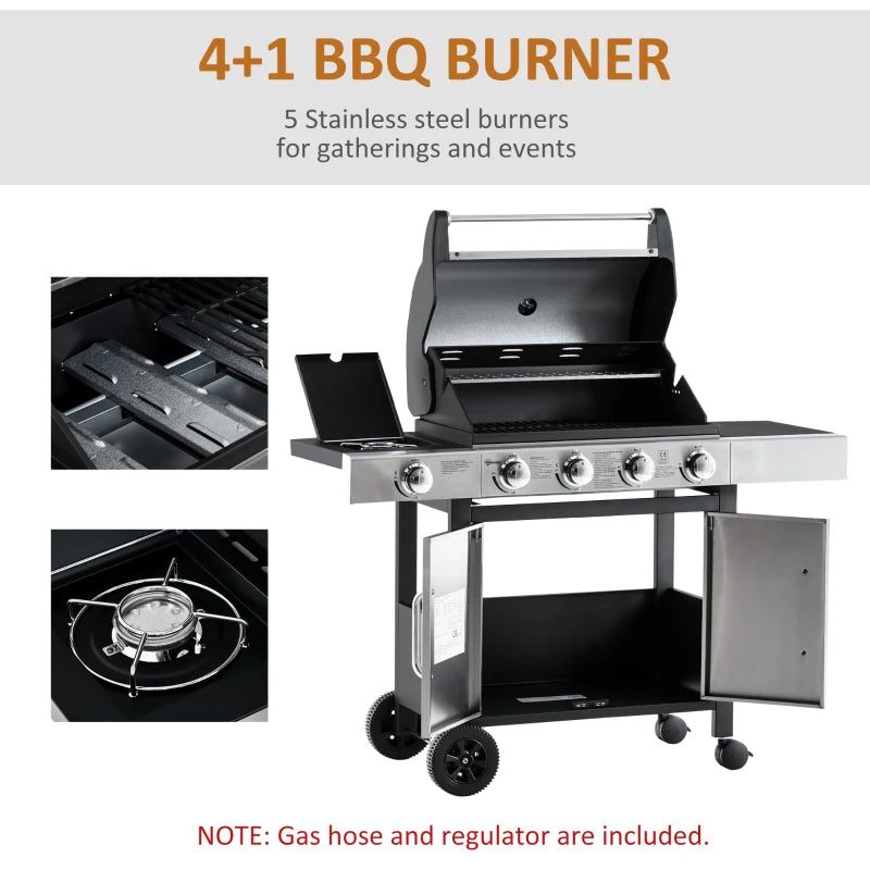 Gas BBQ 4+1 Burner with Warming Rack & Side Burner