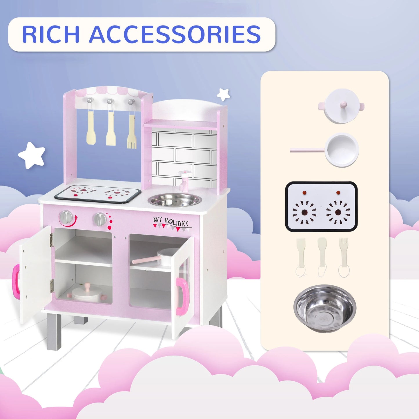 Toy Kitchen Playset with Accessories Included