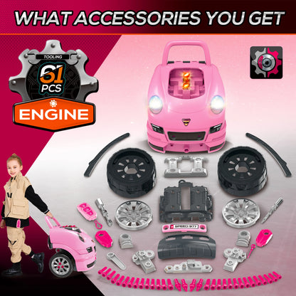 Kids Truck Engine Toy Set Take Apart Workshop - Pink