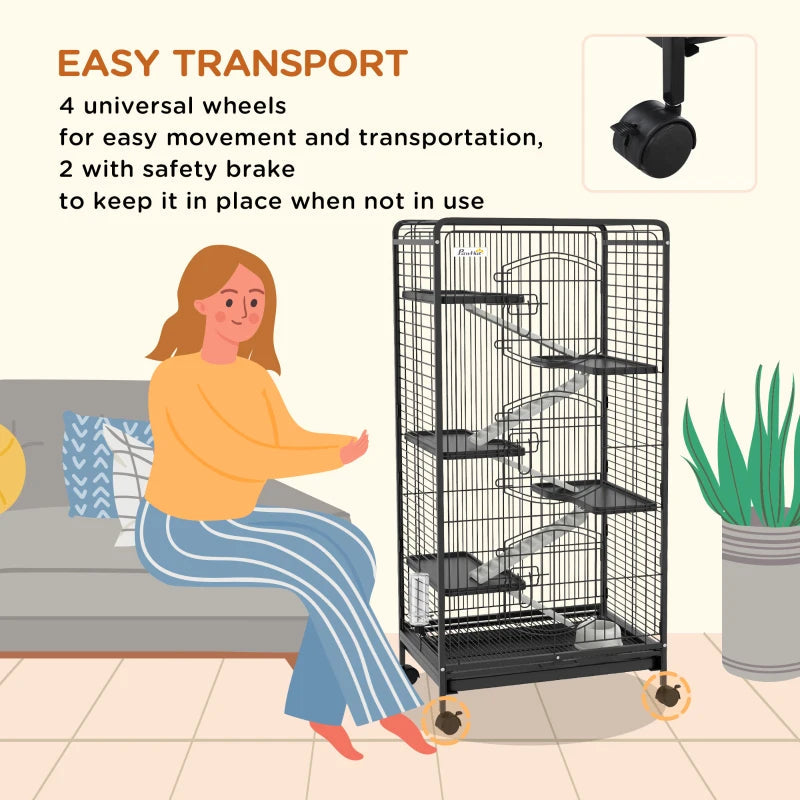 131cm - 6-Level - Small Animal Cage - (Hamster / Gerbil etc) with Food Dish and Water Bottle Included