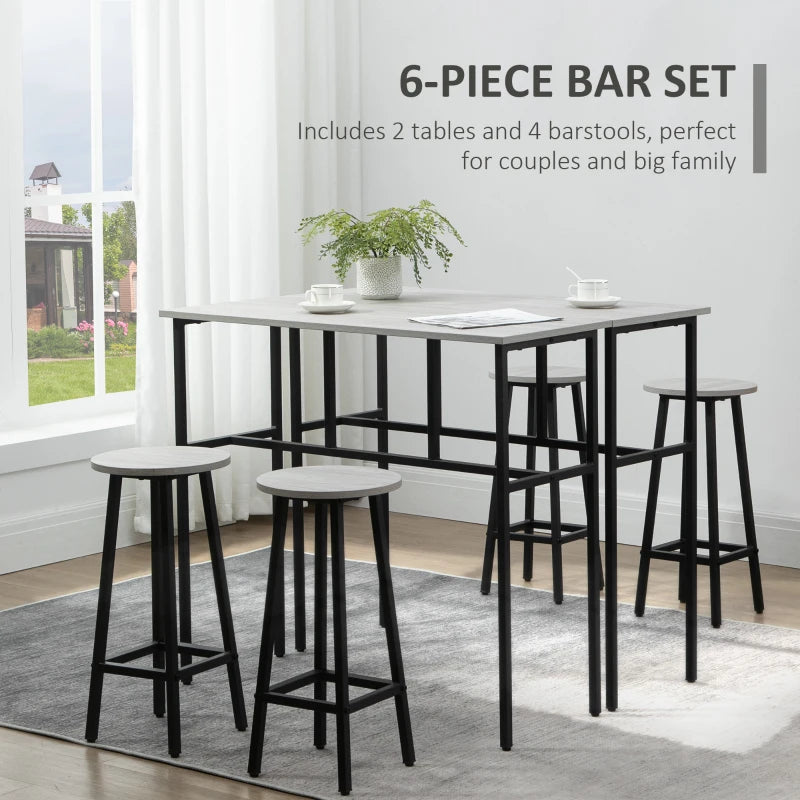 6-Piece Multi-Use Design Breakfast Table Set with 4 Stools and 2 Tables