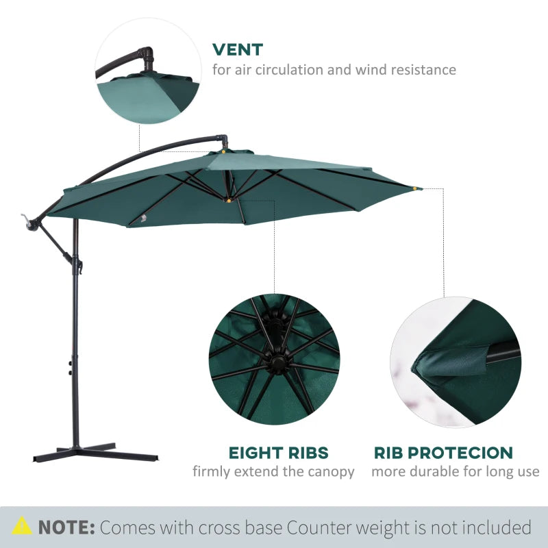 Cantilever Hanging Banana Parasol Umbrella - Green