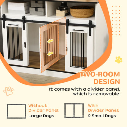 Large Pet Crate with Removable Divider for One Large Pet or Two Small and Above Storage Shelf