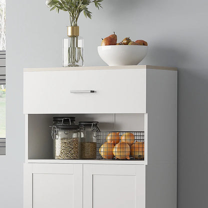 Nordic Storage Cabinet with Drawer, Cupboard & Open Style Countertop