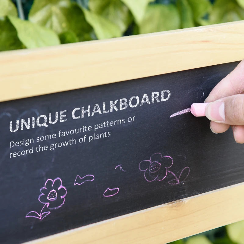 Wooden Potting Bench with Side Table, Chalkboard, Multi-Storage, Metal Sieve Screen and Hidden Sink