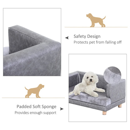 Soft Cushioned Dog Sofa Bed with Surrounding Back and Arms for Small Sized Dogs