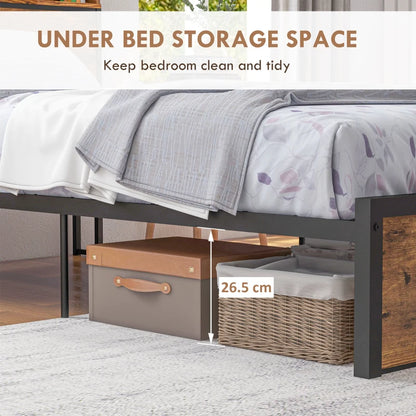 Single - Industrial Style Single Bed Frame with Storage Headboard and Underneath Storage