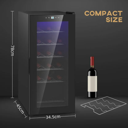 18 Bottle - Undercounter Wine Cooler / Fridge with Digital Touch Screen Temperature Control & LED Light