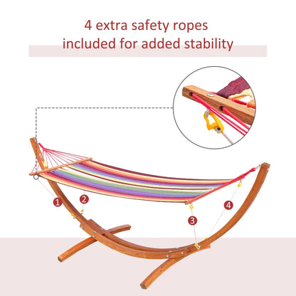 Hammock with Arc Wood Frame Stand and Safety Ropes