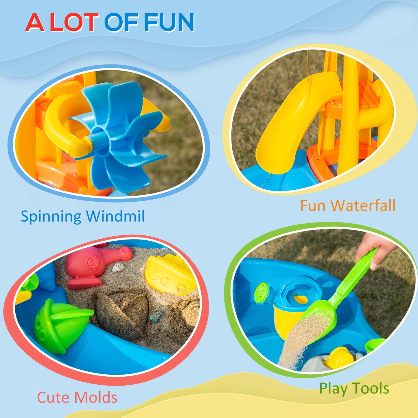 2in1 Sand and Water Table with Accessories and Adjustable Parasol