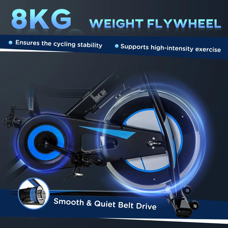 Stationary Cycling Exercise Bike with Adjustable Resistance, LCD Monitor and Phone Holder (8kg Flywheel)