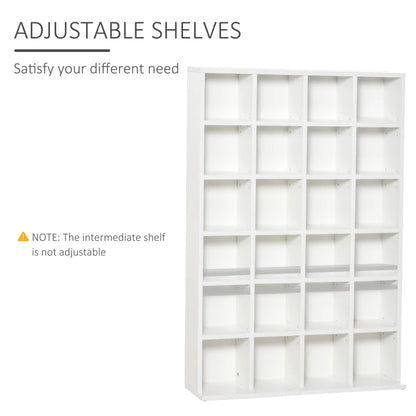 Bookcase Display Unit / Media Storage Shelf Rack with 24 Sections & 4 Adjustable Shelves