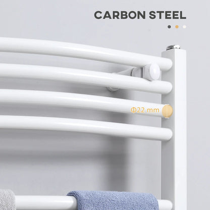 Heated Hydronic Bathroom Curved Ladder Towel Rail Radiator - White