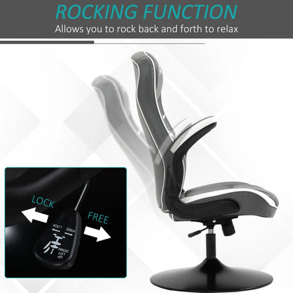 Ergonomic Swivel Gaming Computer Chair with Adjustable Height - Grey / White