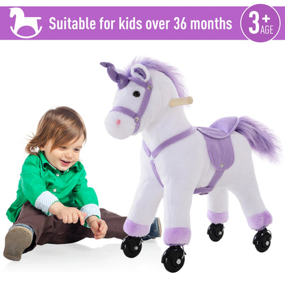 Unicorn Style Plush Riding Toy Horse with Sound Effect