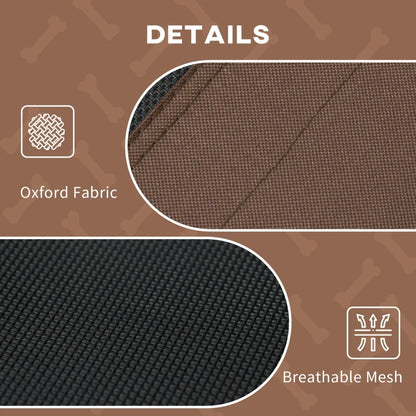 Raised Waterproof Dog Bed with Breathable Mesh and Sun Protection Canopy - Coffee