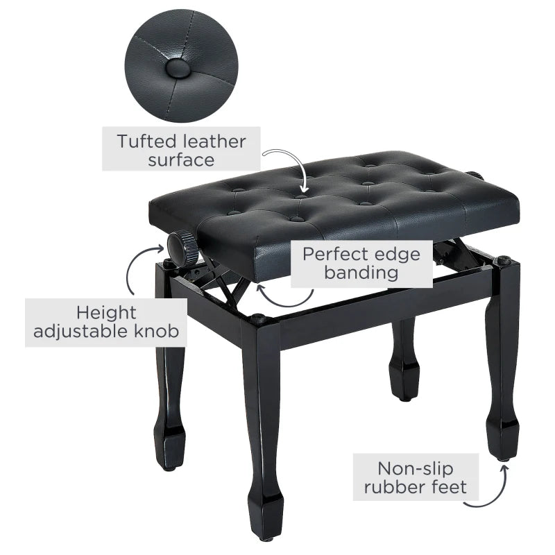 Leather Footstool / Piano Stool - Height Adjustable Bench