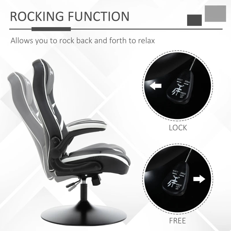 Ergonomic Swivel Gaming Computer Chair with Adjustable Height - Black / White