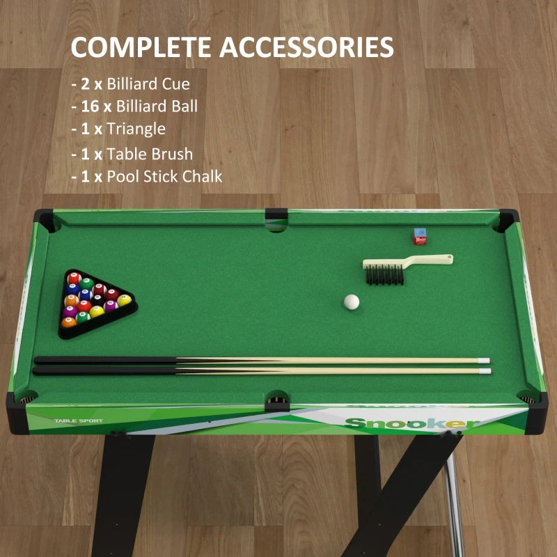 104cm - Small Folding Mini Pool Table Set with 2 Cues, 16balls, Chalk and Triangle