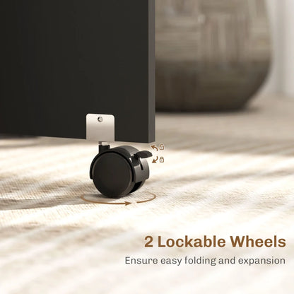 Foldaway Drop Leaf Dining Table with 2-Tier Shelving - Oak / Black