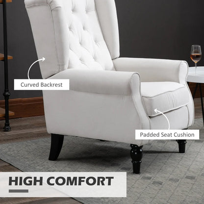 Retro Wingback Tufted Button Accent Armchair with Soft Cushioned Back & Seat - White