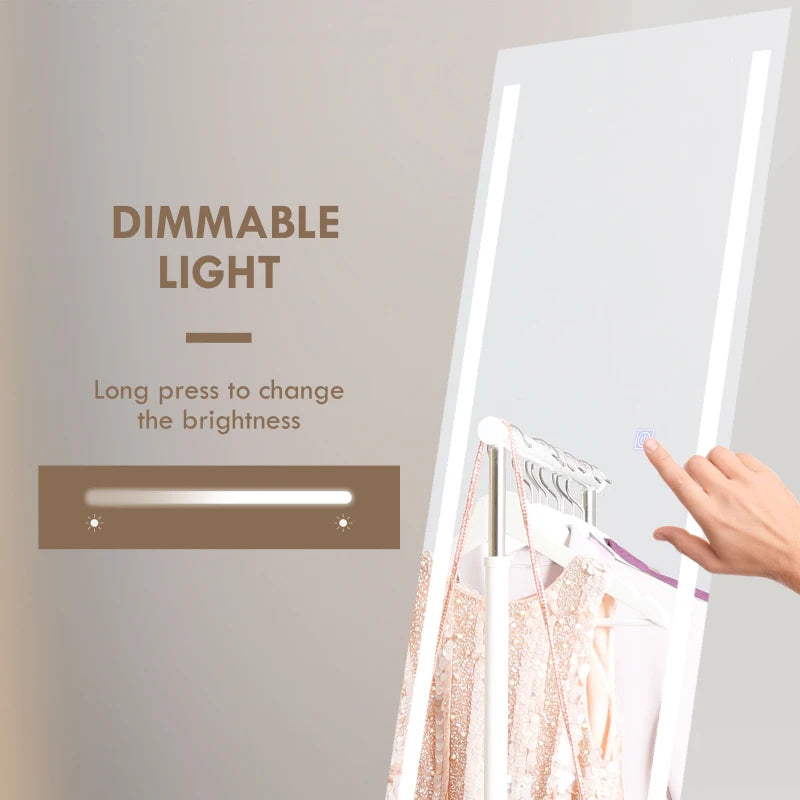 Freestanding or Wall Mounted - LED - Full Length Mirror with Touchscreen Colour Control Lighting