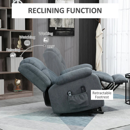 Oversized Massaging Riser and Recliner Chair with 8 Vibration Massage, Remote Control & Side Pocket