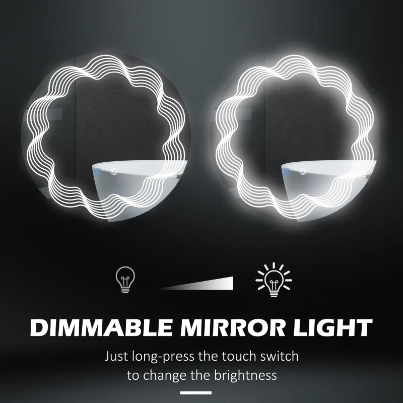 Circular Bathroom Mirror with LED Dimmable Lights, 3 Colour Mode, Smart Touch and Anti Fog Feature