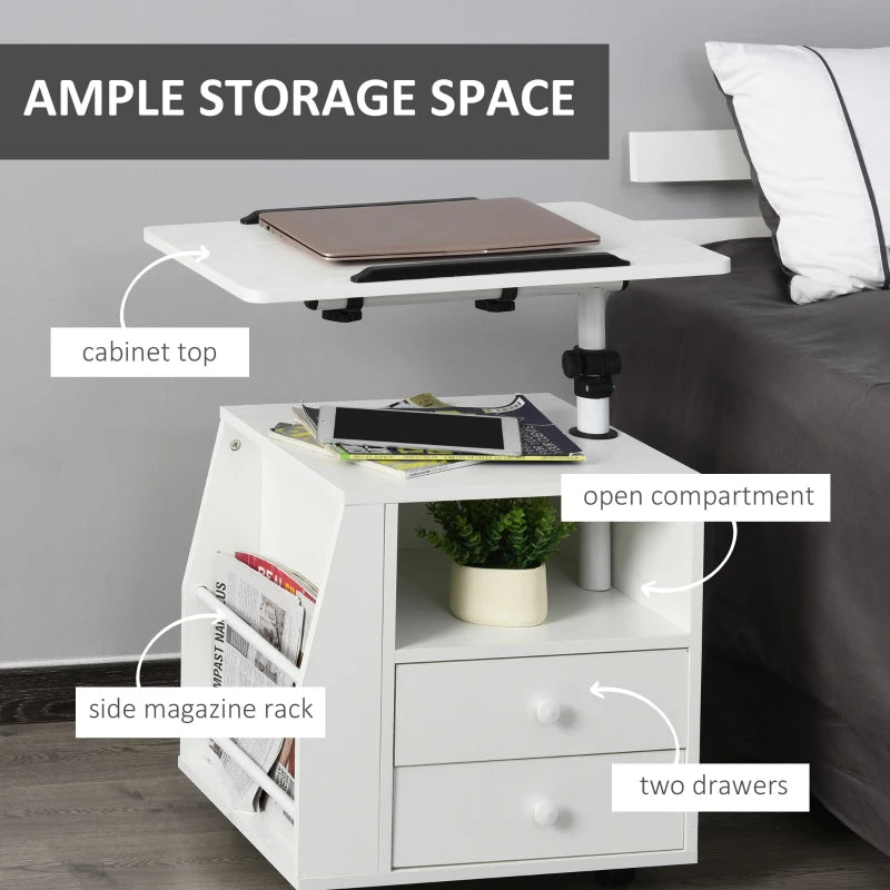 Functional Swivel Multi-Use Side Table / Nightstand with Swivel Laptop Table