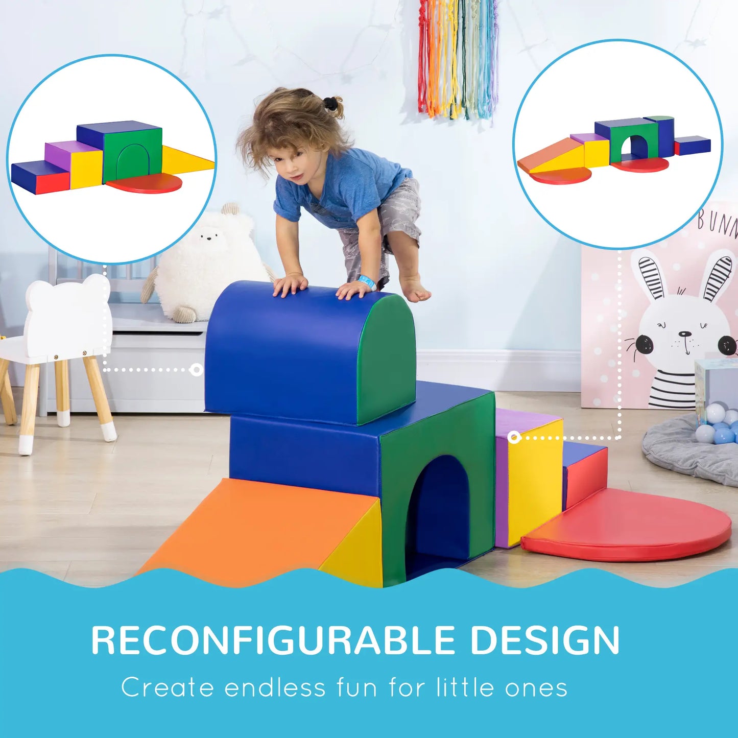 Multi-Coloured 7 Piece Soft Playset for Toddlers