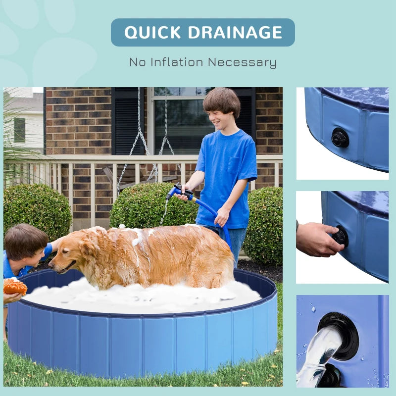 Dog / Pet Foldable Paddling Pool - Multi-Use - Bath/Grooming Tub, Sandbox, Ball Pit, Paddling Pool - Blue